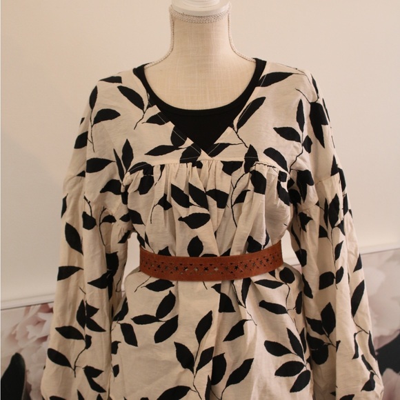 CES FEMME Floral Balloon Sleeve Flowy Bohemian Top Sz L - Picture 6 of 12